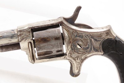 RARE Hopkins & Allen FACTORY ENGRAVED Antique “CZAR” Single Action Revolver WILD WEST Pocket Carry .22 Rimfire NICKEL PLATED - Image 4 of 19