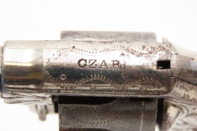 RARE Hopkins & Allen FACTORY ENGRAVED Antique “CZAR” Single Action Revolver WILD WEST Pocket Carry .22 Rimfire NICKEL PLATED - Image 11 of 19