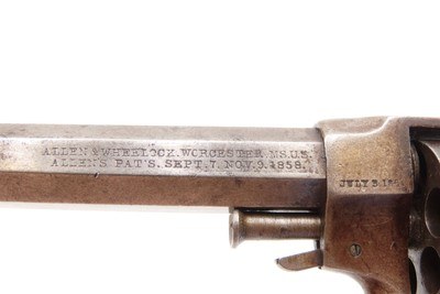 CIVIL WAR Era 1859-1862 Scarce ALLEN & WHEELOCK Sidehammer .32 RF Revolver1 of around 1,500 Self Defense BACKUP Revolvers - Image 11 of 18