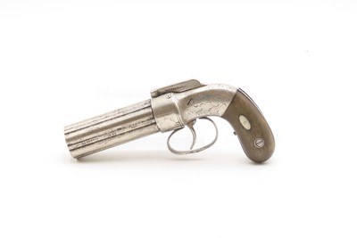 ENGRAVED Antique ALLEN & THURBER .31 Bar Hammer NORWICH Pepperbox BELLY GUN First American Double Action Revolving Pistol - Image 2 of 18