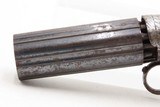 CIVIL WAR Era Antique BLUNT & SYMS Percussion PEPPERBOX Pistol WILD WESTScarce ENGRAVED Underhammer Ring Trigger Revolver - Image 5 of 16