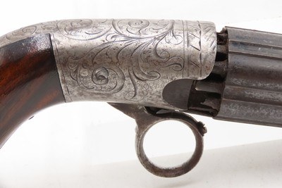 CIVIL WAR Era Antique BLUNT & SYMS Percussion PEPPERBOX Pistol WILD WESTScarce ENGRAVED Underhammer Ring Trigger Revolver - Image 15 of 16