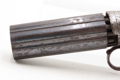 CIVIL WAR Era Antique BLUNT & SYMS Percussion PEPPERBOX Pistol WILD WESTScarce ENGRAVED Underhammer Ring Trigger Revolver - Image 5 of 16