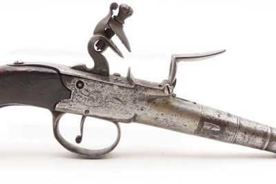 EUROPEAN Antique FLINTLOCK Boxlock SCREW BARREL Self Defense POCKET PistolSMALL Early 1800s Self Defense BELT/MUFF Pistol - Image 16 of 17