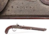 c1830s-40s R. ROGERS Rare PILL-PRIMED Antique TRANSITIONAL Utica, NY Pistol Also known as the “PILLOCK” Firing System - Image 1 of 18