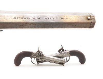 ENGRAVED Antique British RICHARDSON Boxlock Percussion SELF DEFENSE Pistol“LIVERPOOL” 1840s SIDEHAMMER Coat/Pocket Pistol
