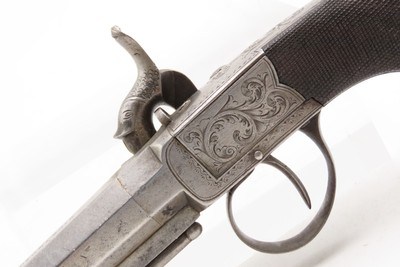 ENGRAVED Antique British RICHARDSON Boxlock Percussion SELF DEFENSE Pistol“LIVERPOOL” 1840s SIDEHAMMER Coat/Pocket Pistol - Image 16 of 25