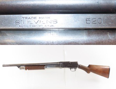 Pre-World War I J. STEVENS A. & T. M520 12 g. PUMP/SLIDE ACTION Shotgun C&R Early 1900s HUNTING/SPORTING Game Getter - Image 1 of 21