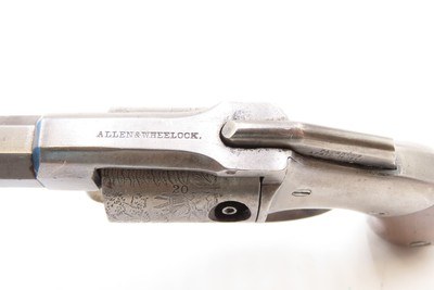 Rare ENGRAVED Antique ALLEN & WHEELOCK Small Frame Perc. POCKET RevolverAlso Known as the “TRANSITION PEPPERBOX-REVOLVER” - Image 3 of 20