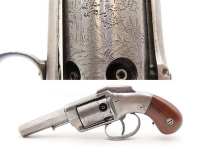 Rare ENGRAVED Antique ALLEN & WHEELOCK Small Frame Perc. POCKET RevolverAlso Known as the “TRANSITION PEPPERBOX-REVOLVER” - Image 1 of 20
