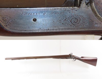 ENGRAVED Antique I. HOLLIS & SONS 10 Gauge Percussion DOUBLE BARREL Shotgun LONDON MADE Longarm from the mid-19th Century - Image 1 of 24