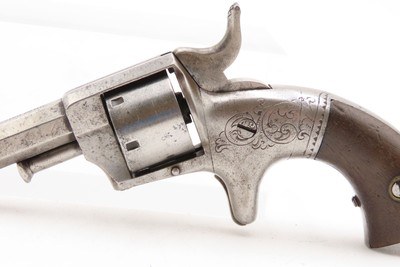 SCARCE Factory Engraved CIVIL WAR Antique BACON MFG. .22 RF POCKET Revolver PATENT INFRINGEMENT Handgun w/SWING OUT CYLINDER - Image 4 of 16