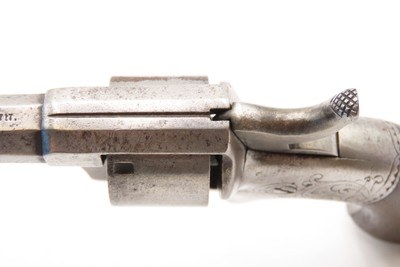 SCARCE Factory Engraved CIVIL WAR Antique BACON MFG. .22 RF POCKET Revolver PATENT INFRINGEMENT Handgun w/SWING OUT CYLINDER - Image 7 of 16