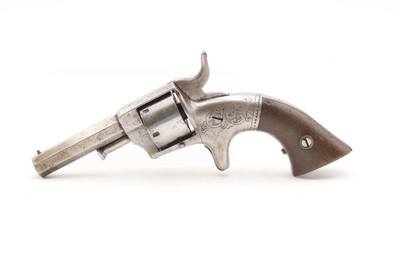 SCARCE Factory Engraved CIVIL WAR Antique BACON MFG. .22 RF POCKET Revolver PATENT INFRINGEMENT Handgun w/SWING OUT CYLINDER - Image 2 of 16