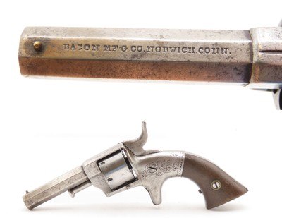SCARCE Factory Engraved CIVIL WAR Antique BACON MFG. .22 RF POCKET Revolver PATENT INFRINGEMENT Handgun w/SWING OUT CYLINDER - Image 1 of 16
