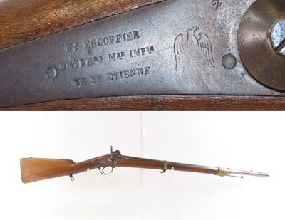 Antique French Military FELIX ESCOFFIER Percussion .69 ARTILLERY CarbineScarce FRENCH MILITARY RIFLE with BAYONET LUG - Image 1 of 17