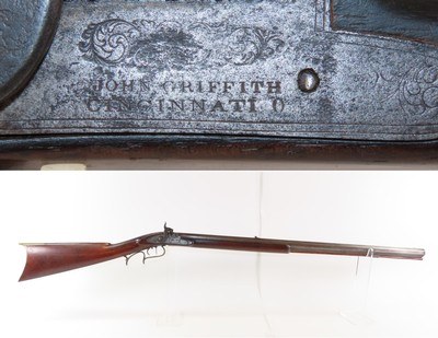 Mid-1800s Antique AMERICAN “JOHN GRIFFITH” HOMESTEAD/HUNTING Cinci. OHIOCIVIL WAR Era GAME GETTING .54 Caliber Longarm - Image 1 of 19