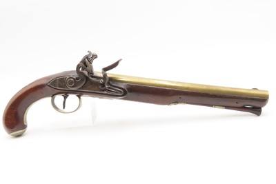 BRACE of REVOLUTIONARY WAR Era Brass Barrel JOVER & SON Flintlock Pistols - Image 17 of 25