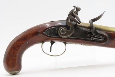 BRACE of REVOLUTIONARY WAR Era Brass Barrel JOVER & SON Flintlock Pistols - Image 5 of 25