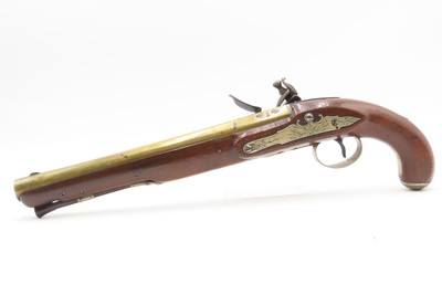 BRACE of REVOLUTIONARY WAR Era Brass Barrel JOVER & SON Flintlock Pistols - Image 12 of 25