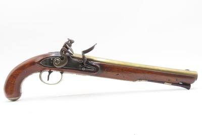BRACE of REVOLUTIONARY WAR Era Brass Barrel JOVER & SON Flintlock Pistols - Image 3 of 25