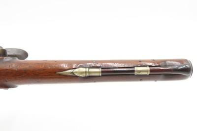 BRACE of REVOLUTIONARY WAR Era Brass Barrel JOVER & SON Flintlock Pistols - Image 7 of 25