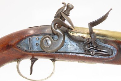 BRACE of REVOLUTIONARY WAR Era Brass Barrel JOVER & SON Flintlock Pistols - Image 6 of 25