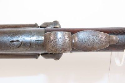 HEIDELBERG German Antique F BAUERNFEIND SxS PINFIRE SHOTGUN 19th C 16 Gauge With GAME SCENE ENGRAVINGS - Image 9 of 23