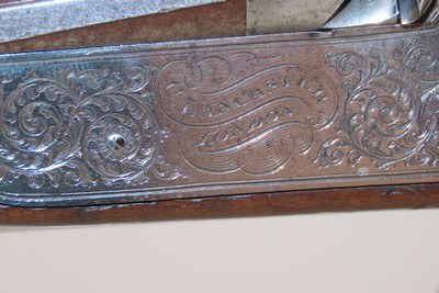 NICELY ENGRAVED Antique CHARLES LANCASTER Double Barrel PERCUSSION ShotgunLONDON MADE Side by Side HUNTING/SPORTING Gun - Image 6 of 23
