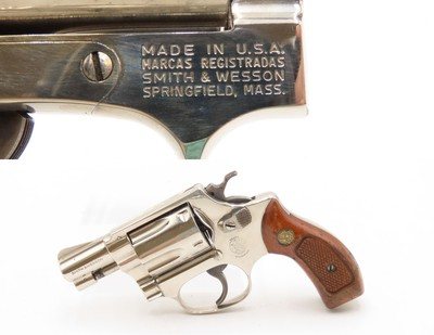 Smith & Wesson M36 .38 Special SELF DEFENSE CONCEAL/CARRY Revolver 1979-80NICKEL FINISH S&W with 2” Barrel & CHECKERED GRIPS - Image 1 of 18