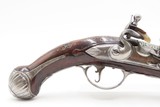 BRACE of BRASS & SILVER INLAID Antique OTTOMAN Flintlock HOLSTER Pistols“M.A. GIVRATI” Marked Mid to Late 1700s Pistols - Image 16 of 25