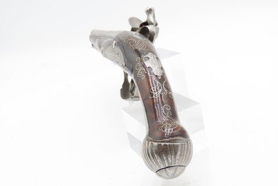 BRACE of BRASS & SILVER INLAID Antique OTTOMAN Flintlock HOLSTER Pistols“M.A. GIVRATI” Marked Mid to Late 1700s Pistols - Image 22 of 25