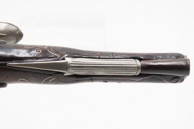 BRACE of BRASS & SILVER INLAID Antique OTTOMAN Flintlock HOLSTER Pistols“M.A. GIVRATI” Marked Mid to Late 1700s Pistols - Image 9 of 25