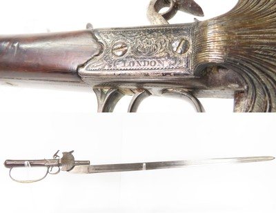 LONDON Antique CHARLES GRIERSON Silver Hilted Flintlock SWORD PISTOL .45Gunmaker to His Majesty KING GEORGE III - Image 1 of 15