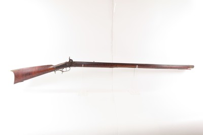 c.1850s-60s Antique ENGRAVED Full-Stock .36 Percussion American LONG RIFLEMaple Stripe Full Stock Game Getter DOUBLE SET TRIGGER - Image 2 of 19