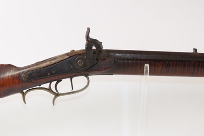 c.1850s-60s Antique ENGRAVED Full-Stock .36 Percussion American LONG RIFLEMaple Stripe Full Stock Game Getter DOUBLE SET TRIGGER - Image 4 of 19