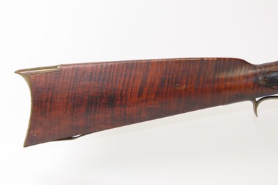 c.1850s-60s Antique ENGRAVED Full-Stock .36 Percussion American LONG RIFLEMaple Stripe Full Stock Game Getter DOUBLE SET TRIGGER - Image 3 of 19