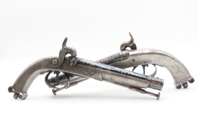 CASED BRACE of SCOTTISH Antique RAMSHORN PISTOLD by RICHARD SOUTHALLEngraved, Fire Blue, All Metal, Matching Pair - Image 4 of 24
