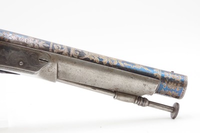 CASED BRACE of SCOTTISH Antique RAMSHORN PISTOLD by RICHARD SOUTHALLEngraved, Fire Blue, All Metal, Matching Pair - Image 18 of 24