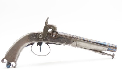 CASED BRACE of SCOTTISH Antique RAMSHORN PISTOLD by RICHARD SOUTHALLEngraved, Fire Blue, All Metal, Matching Pair - Image 17 of 24