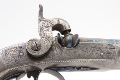 CASED BRACE of SCOTTISH Antique RAMSHORN PISTOLD by RICHARD SOUTHALLEngraved, Fire Blue, All Metal, Matching Pair - Image 8 of 24