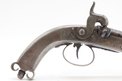 CASED BRACE of SCOTTISH Antique RAMSHORN PISTOLD by RICHARD SOUTHALLEngraved, Fire Blue, All Metal, Matching Pair - Image 7 of 24