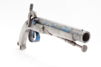 CASED BRACE of SCOTTISH Antique RAMSHORN PISTOLD by RICHARD SOUTHALLEngraved, Fire Blue, All Metal, Matching Pair - Image 16 of 24