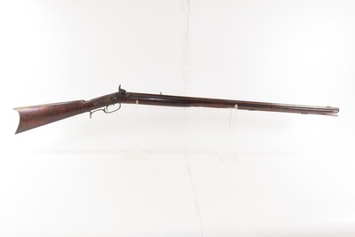 c.1850s-60s Antique TAYLOR Full-Stock .36 Percussion American LONG RIFLEHUNTING/HOMESTEAD Game Getter TIGER MAPLE STOCK - Image 2 of 19