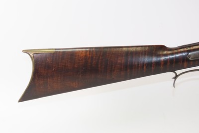 c.1850s-60s Antique TAYLOR Full-Stock .36 Percussion American LONG RIFLEHUNTING/HOMESTEAD Game Getter TIGER MAPLE STOCK - Image 3 of 19