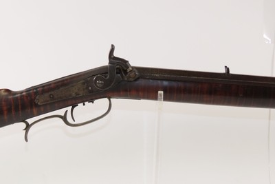 c.1850s-60s Antique TAYLOR Full-Stock .36 Percussion American LONG RIFLEHUNTING/HOMESTEAD Game Getter TIGER MAPLE STOCK - Image 4 of 19