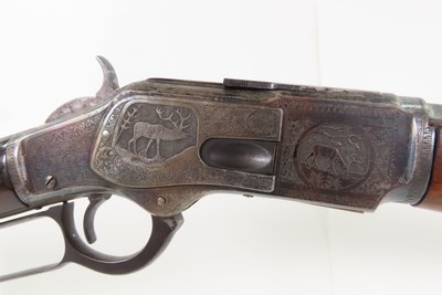 Game Scene Engraved Antique WINCHESTER M1873 Lever Action Rifle .44-40 WCFWith Cody Letter; Made 1886 New Haven - Image 6 of 24