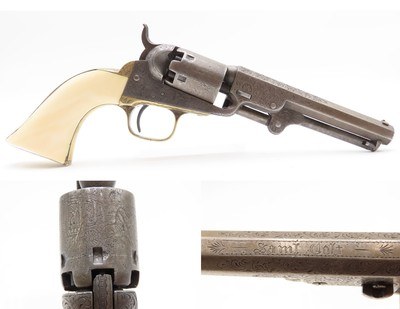 GUSTAVE YOUNG Era Factory Engraved COLT M1849 Revolver ANTIQUE IVORY GRIPSMODEL 1849 .31 Caliber PERCUSSION “Pocket Revolver”