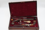 CASED Antique PAIR of ENGRAVED European Percussion DUELING & TARGET Pistols ATTRACTIVE Mid-19th Century BRACE w/ACCESSORIES - Image 3 of 25