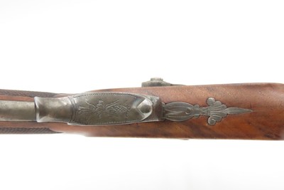 CASED Antique PAIR of ENGRAVED European Percussion DUELING & TARGET Pistols ATTRACTIVE Mid-19th Century BRACE w/ACCESSORIES - Image 10 of 25